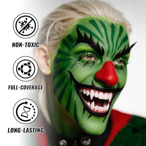 Green Oil-Based Face Body Paint Stick for Halloween Cosplay Makeup - Smudge-Proof & Full Coverage