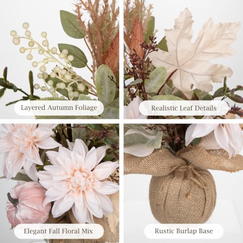 Fall Thanksgiving Table Decor - White Autumn Centerpiece for Dining
