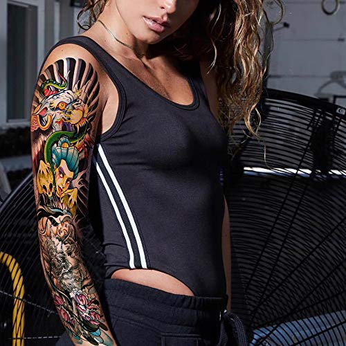 Watercolor Full Arm Temporary Tattoo Sleeve Set - Colorful Sleeve Tattoos