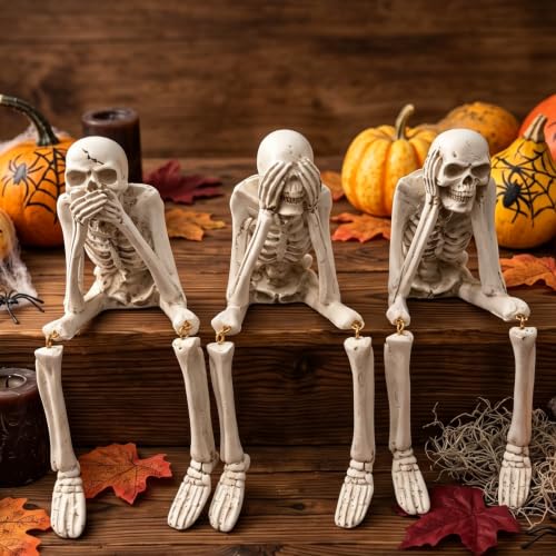 3-Pack Skeleton Figurines for Halloween Indoor & Outdoor Decor