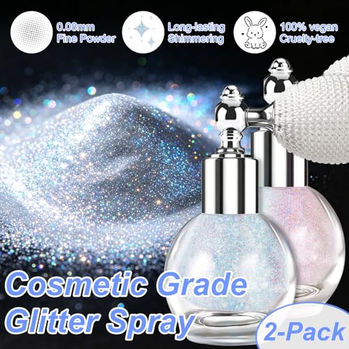 Rainbow Dazzle Hair & Body Glitter Spray Set - Sparkling Shimmer Powder, 2 Pack