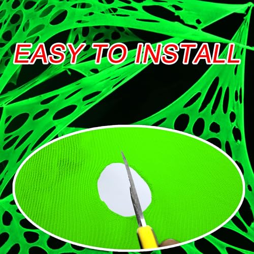 Giant Green Halloween Spider Web Netting - 1400 Sqft Outdoor Decoration with Glow in The Dark Spider, 48FT x 4FT Variation of This Listing