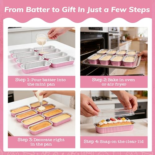 NPLUX Halloween Baking Tins with Lids - Pink 6.8oz, 200 Pack for Home Bakers