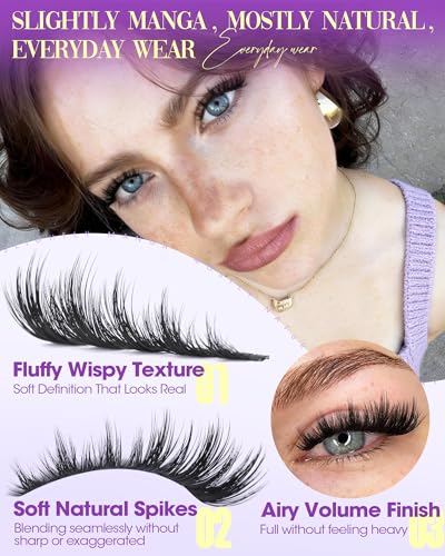 Fluffy Manga Lash Clusters - Wispy Natural Eyelash Extensions 10-16mm - Slightly Spiky