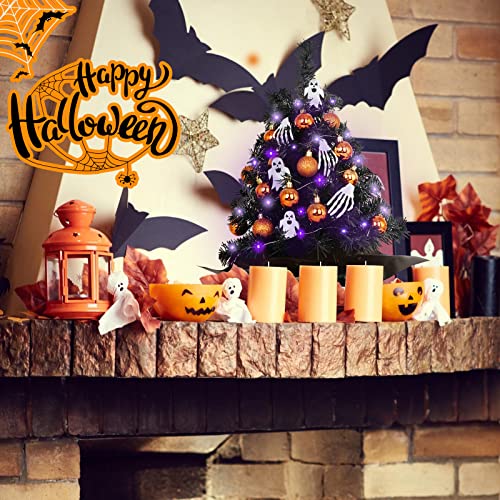 Mini Black Halloween Tree with Purple LED Lights & Ornaments - Variation of THIS listing