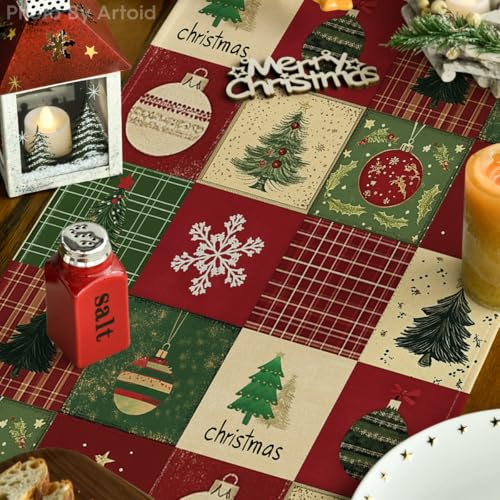 Christmas Tree Gift Table Runner 13x108 Inch Red Holiday Decor - Artoid Mode