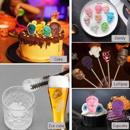 Halloween Skull Silicone Molds Set - 32 Cavities for Candy, Chocolate & Cake Decorations