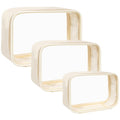 FFpaw Travel Clear Makeup Bag Set for Women, 3 Pack Travel Size Toiletry Bag with Zipper Small Makeup Pouch for Purse Waterproof Portable Cosmetic Case Compact Car Organizer Storage Bag (Beige Set)