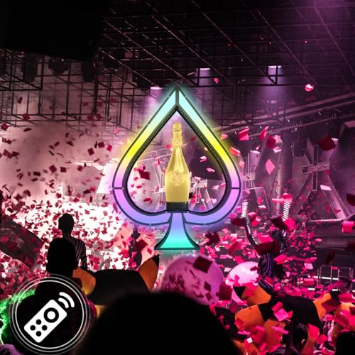 LED Ace of Spades Champagne Bottle Display with Remote Control - Color Adjustable Lighted Liquor Holder for Bars & Parties