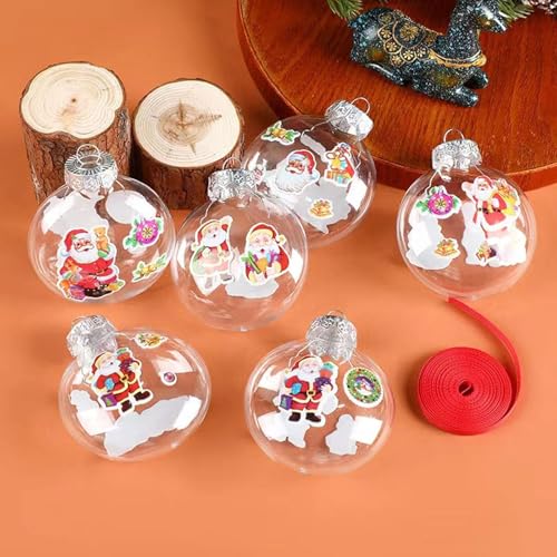 12 Pcs Clear Plastic Fillable Christmas Ball Ornaments - DIY Holiday Decorations