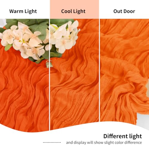 Orange Cheesecloth Table Runner 17x108 Inch - 10 Pack Boho Wedding Party Decor