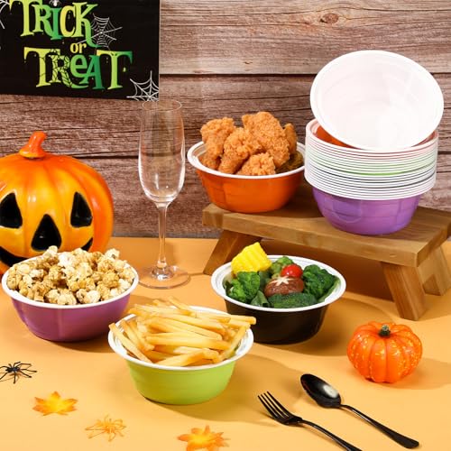 24-Pack Halloween Disposable Plastic Candy Bowls 23 oz with Dual Handles