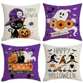 Purple Ghost Cat Halloween Throw Pillow Covers Set of 4 18x18 Style 2