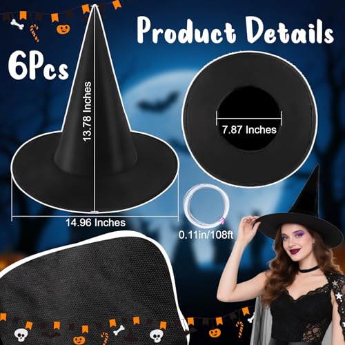 Halloween Witch Hats - Black Hanging Porch Decor for Halloween