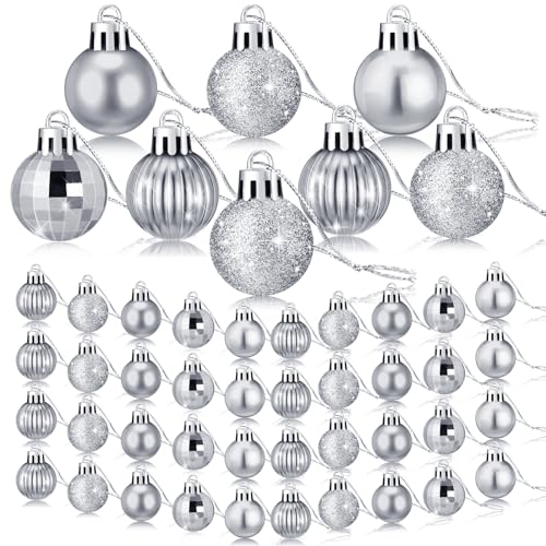 Sumind Silver Christmas Ball Ornaments Set of 48 Mini Holiday Decorations