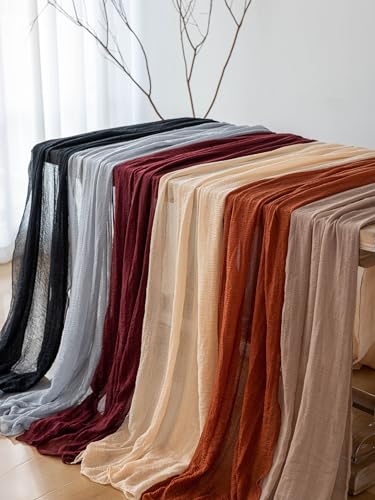3-Pack Black Cheesecloth Table Runner 120 Inch for Holiday & Event Decor - Variation: 35x120 Inches