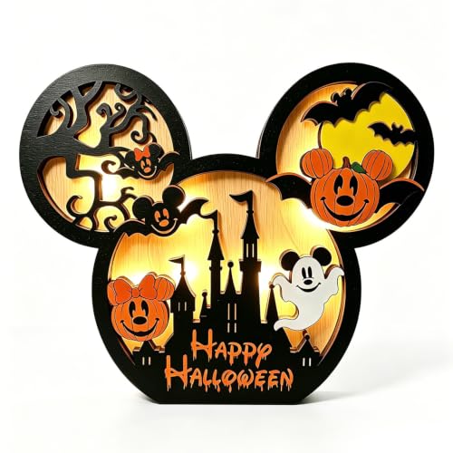 Halloween Wooden Table Centerpieces - Spooky Pumpkin, Ghost & Bat Decor