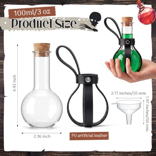 6 Black Plastic Potion Bottles with Cork Stopper - Medieval Theme Set