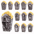 Halloween Tombstone Popcorn Boxes - 24 Black Cardboard Party Favor Containers