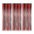 Black and Red Metallic Fringe Curtains 3 Pack - Halloween Party Backdrop