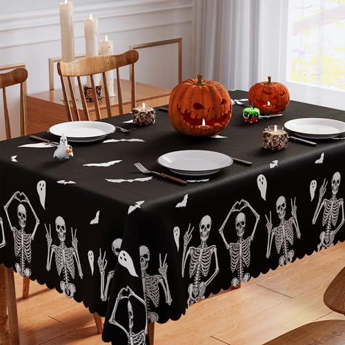 Halloween Tablecloth 60x84 Inch Rectangular Spooky Pumpkin Decor Waterproof