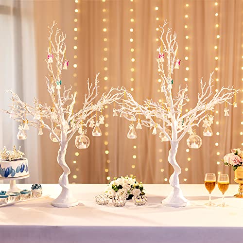 Artificial White Trees for Wedding Party Decor - 3.44ft Tall, 2 Pack - Indoor & Outdoor Use