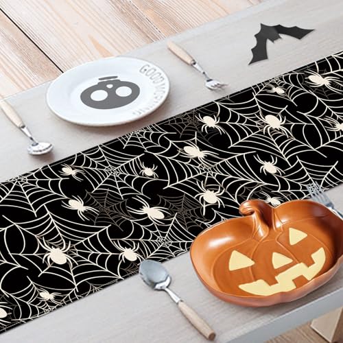 Halloween Spider Web Table Runner 13x108 Inches Black White Cobweb Decor Variation of THIS listing