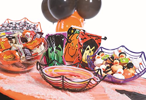 Halloween Spider Web Candy Bowls Set - 3 Plastic Trick-or-Treat Baskets