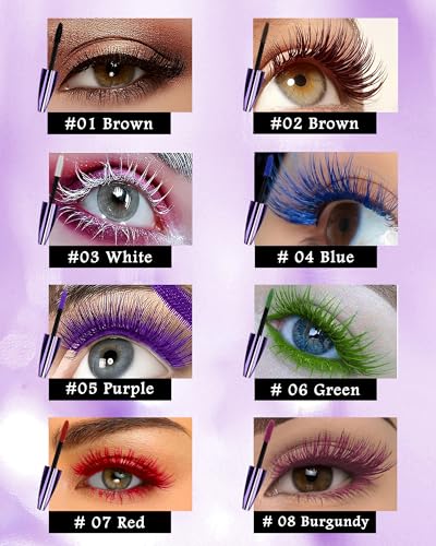 5D Waterproof Burgundy Brown Colored Mascara for Eyelashes - Variation 02#Brown+08#Burgundy
