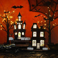 Halloween Table Decorations Set with Haunted Houses and Birch Trees - Indoor Usable