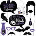 Goth Girl Photo Booth Prop Kit - 20pcs Halloween Party Supplies, DIY Cardstock Decorations