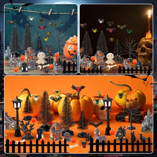 Halloween Village Miniature Set - Haunted Houses, Figurines & Decor Accessories