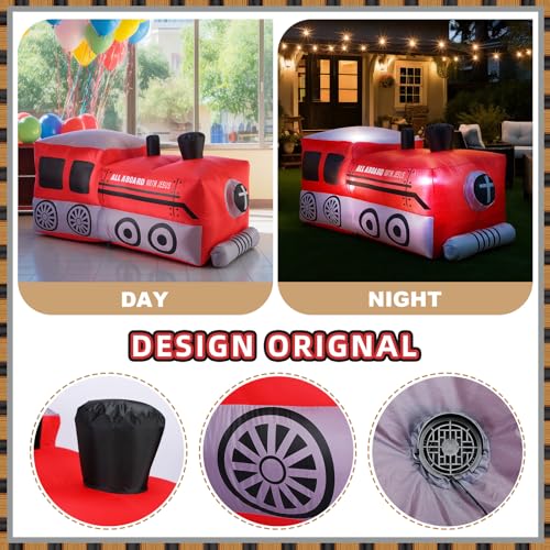 Inflatable Train Decorations for Party & Outdoor Events - 5 ft Tall, Weather-Resistant, LED Lighted Display