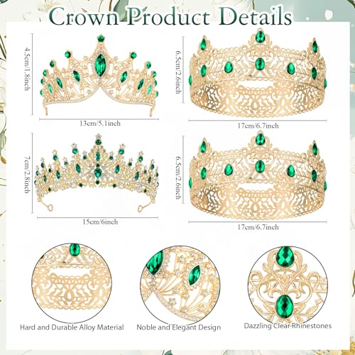 Prom Crowns and Tiara Set with Sashes - Green, King & Queen Costume Accessories
