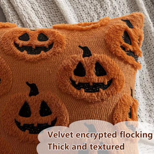 Fall Pillow Covers 18x18 Set of 2 - Rust Ghost Pumpkin Autumn Decor