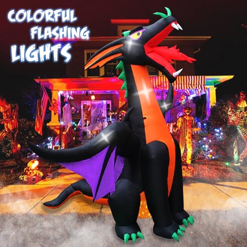 12FT Halloween Inflatable Fire & Ice Dragon Outdoor Decoration with LED Lights