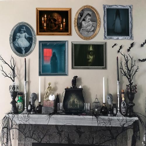 Halloween Wall Decor Set - 10 Creepy Spooky Poster Frames for Indoor Halloween Party