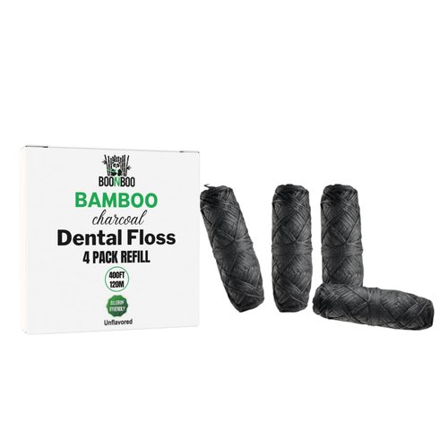 BOONBOO Dental Floss Refill, Charcoal Woven Thread Heads, 4 Pieces, No Flavor