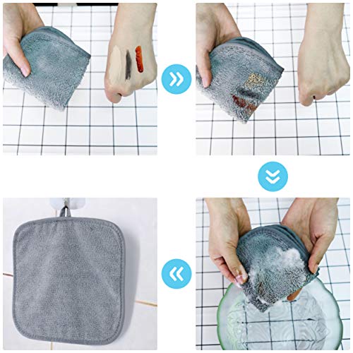 Microfiber Makeup Remover Cloths - 8x8 in Reusable Facial Cleansing Pads, Gray, 6 Pack