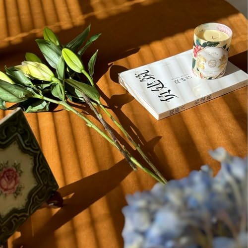 Rectangular Velvet Tablecloth 72 x 54 Inch Waterproof Spillproof Washable Fall Thanksgiving Caramel