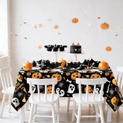 Halloween Plastic Tablecloth 2-Pack - Waterproof Table Cover for Parties