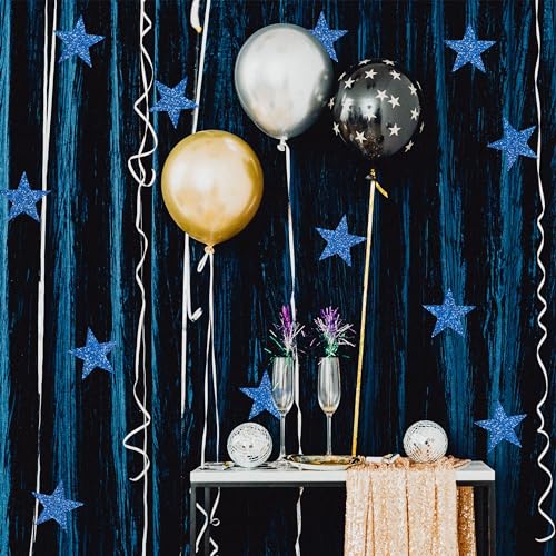 Blue Star Cardboard Cutouts - 80 Glitter Stars for 4th of July & Party Decor - 6in - Blue