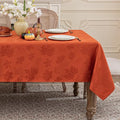 Autumn Maple Leaf Jacquard Rectangle Tablecloth - Burnt Orange, 60 x 102 Inches, Fall Decor