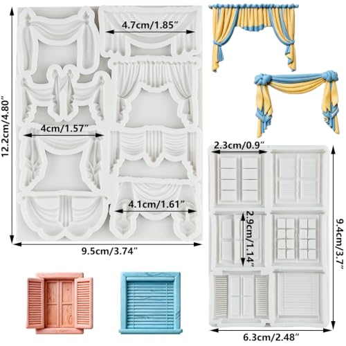 Window Silicone Mold Curtain Fondant Molds Set of 2 - Style D