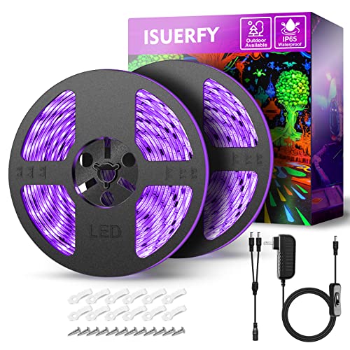 IP65 Waterproof Black Light Strip 40FT UV LED for Glow Parties Halloween Outdoor Indoor