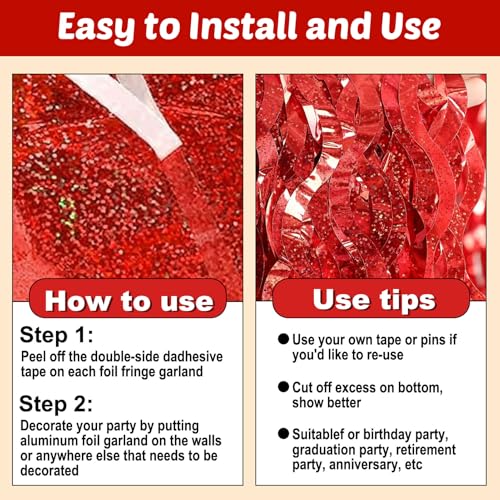 Red B Foil Fringe Garland 10ft Party Streamer Banner for Parades & Events