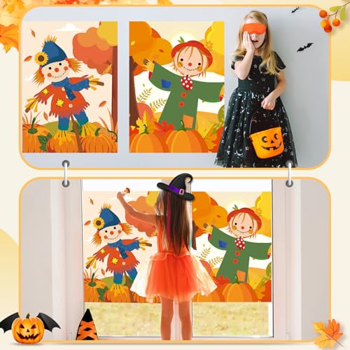 Fall Themed Pin the Nose on the Scarecrow Game Poster Set - Autumn Party Supplies