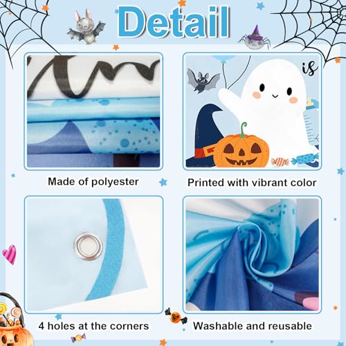 Blue Halloween Baby Shower Banner 6x3.6 ft Ghost Pumpkin Bats Decorations