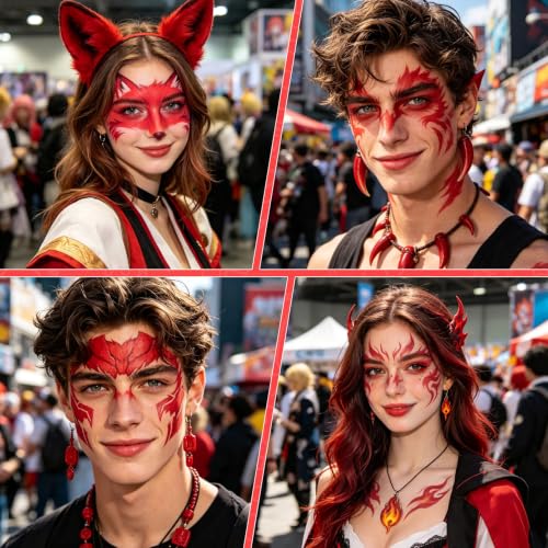Red Face Paint Stick for Halloween - Vibrant Oil-Based 0.1 Oz - Buildable & Waterproof