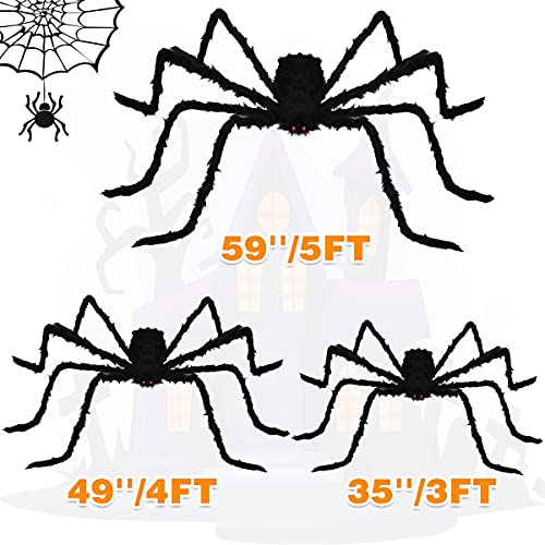 Halloween Giant Spider Decorations Outdoor 3 Pack - Realistic Spiders Props